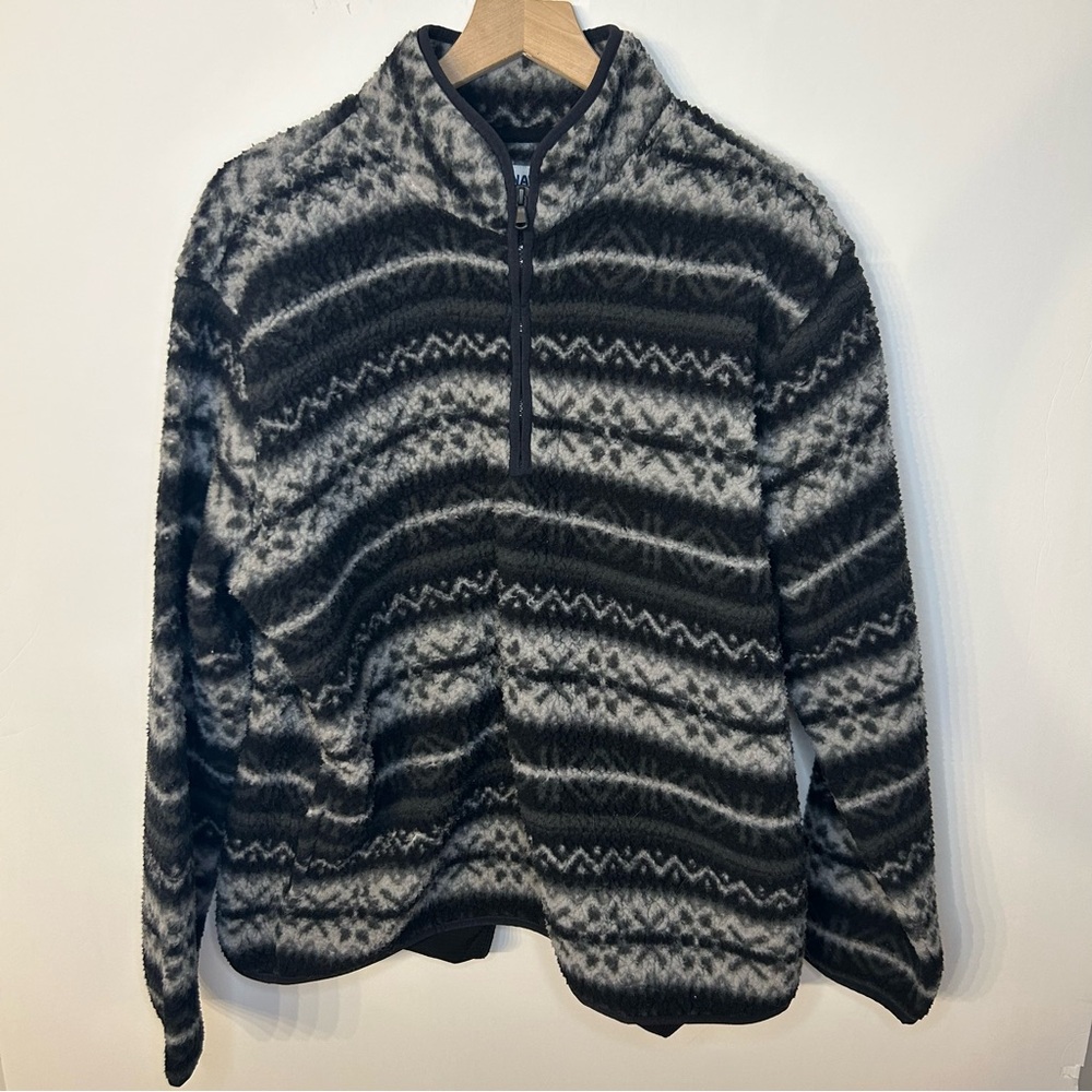 Old Navy Men’s Sherpa Quarter Zip Sweatshirt in Black Jack, Size Large - Picture 3 of 8